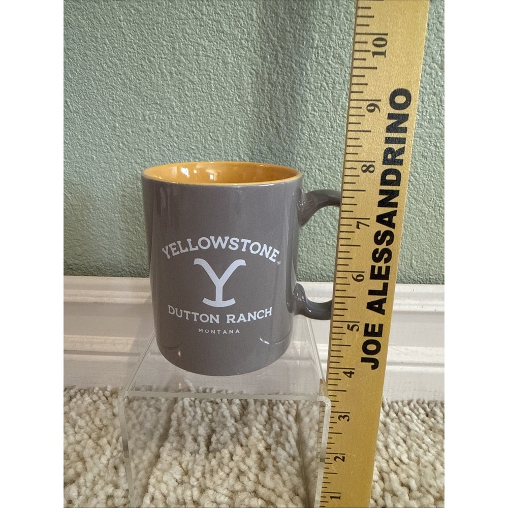 YELLOWSTONE Ceramic COFFEE MUG 11.5 oz Gray /Yellow "Y" Dutton Ranch New Montana
